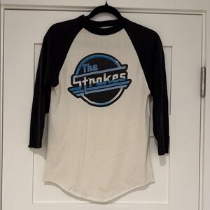 Vintage The Strokes Black and White Raglan Concert Tee